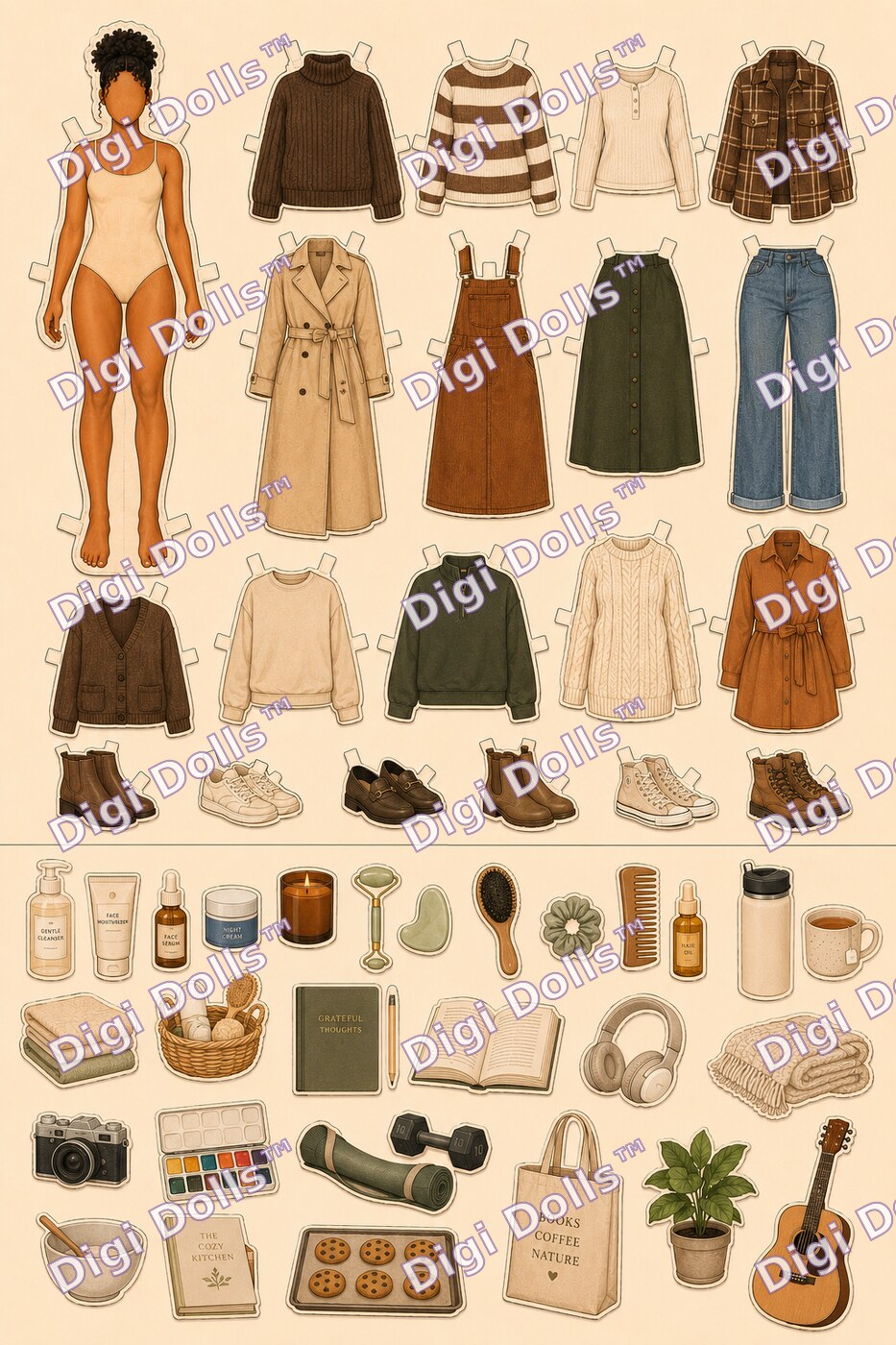 Digi Dolls™ cozy wardrobe and lifestyle sticker sheet
