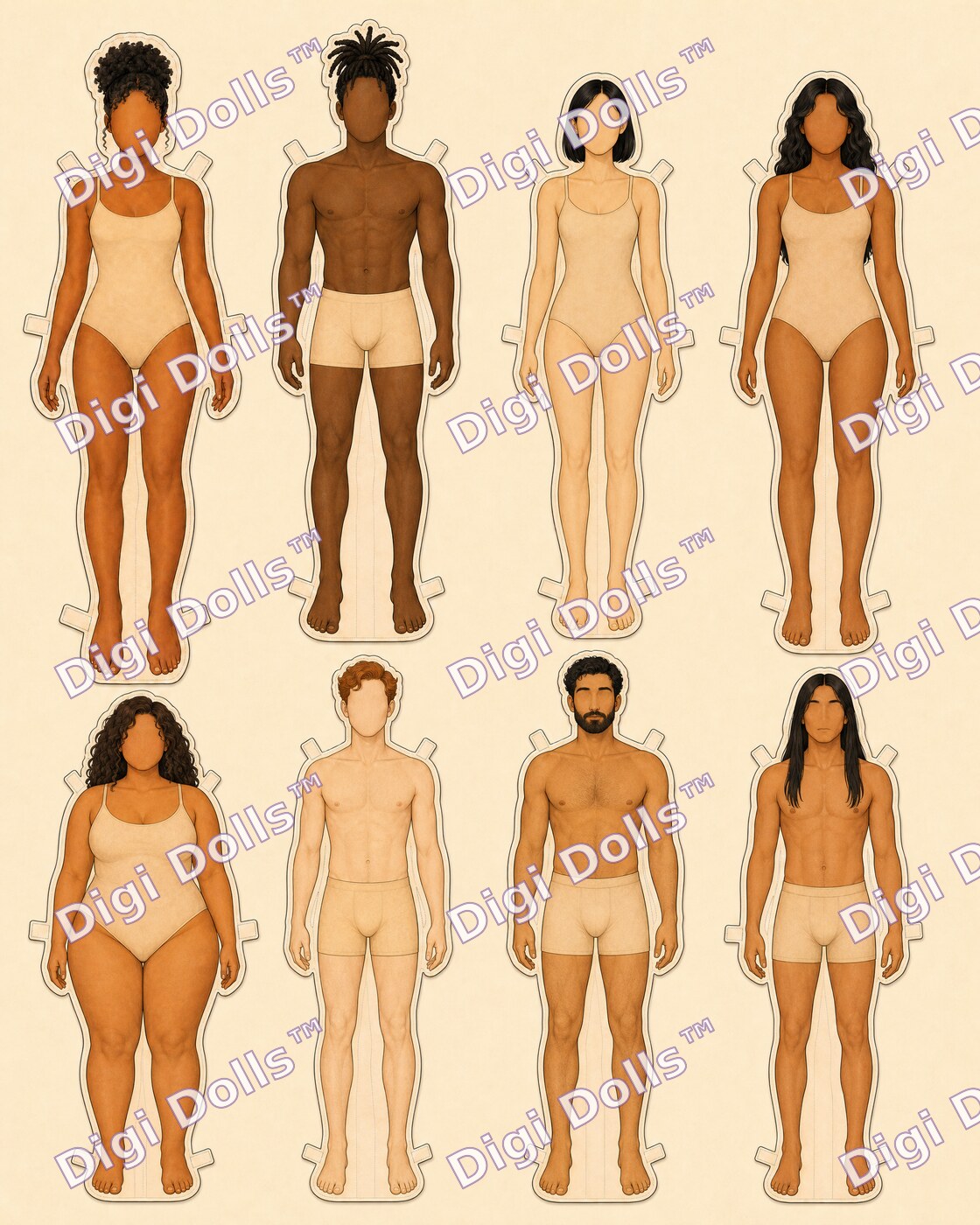Digi Dolls™ diverse body templates sticker sheet