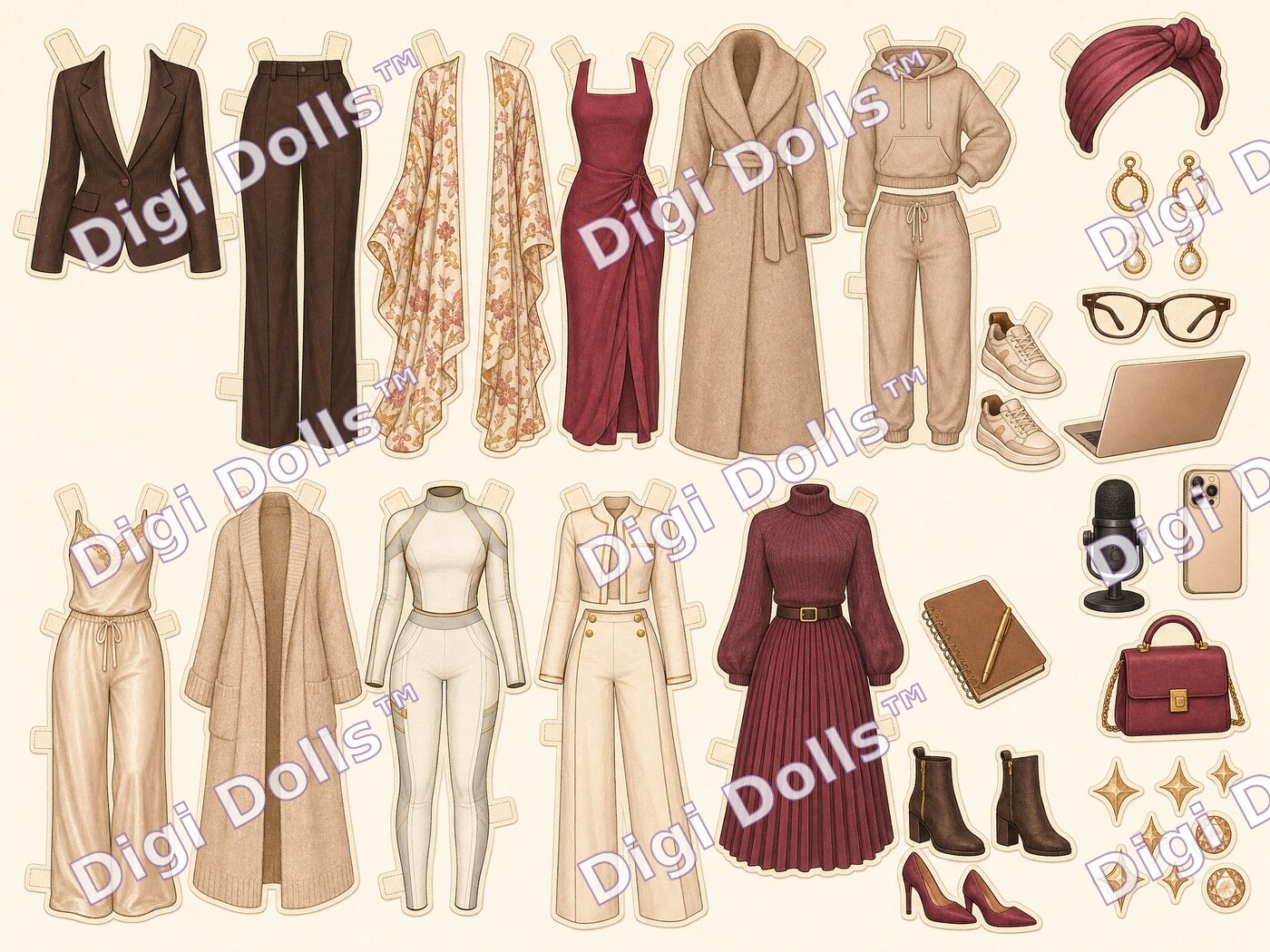 Digi Dolls™ brand wardrobe sticker sheet